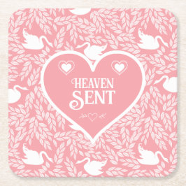 Pink-weiße Schwanenmuster für Babydusche Rechteckiger Pappuntersetzer