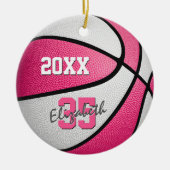 Pink-weiße Sportkuchen-Mémento-Basketball Keramik Ornament (Vorne)