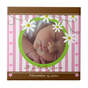 Pink-weiße Streifen & Milchmädchen für Mädchen Fliese