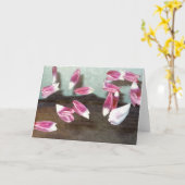 Pink-weiße Tulip-Petalkarte Karte (Gelbe Blume)
