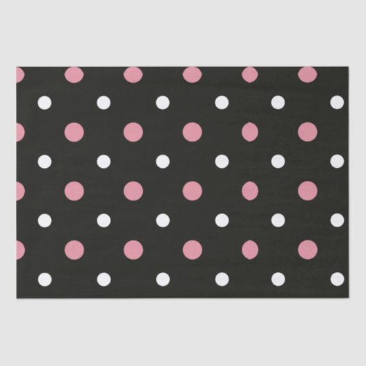 Pink-weiße und schwarze Polka-Punkte Seidenpapier (Vorderseite)