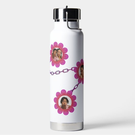 Pink-weiße Wasserflasche mit eigener Marke Trinkflasche (Links)