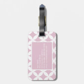 Pink, weißes geometrisches Muster, benutzerdefinie Gepäckanhänger (Rückseite vertikal)
