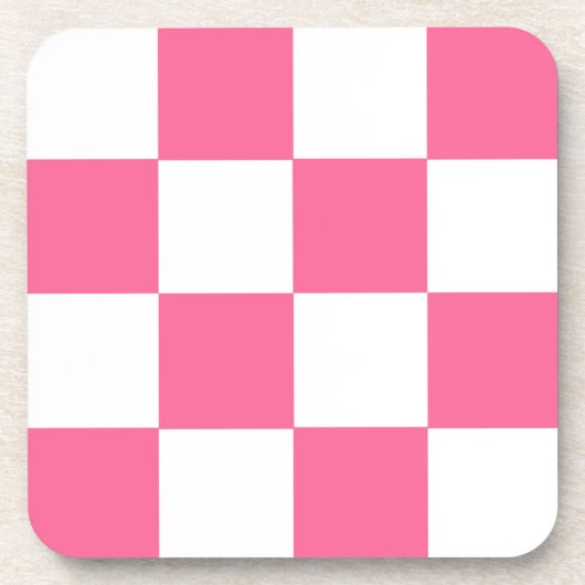 Pink-weißes Muster eines karierten Karos Getränkeuntersetzer (Vorderseite)