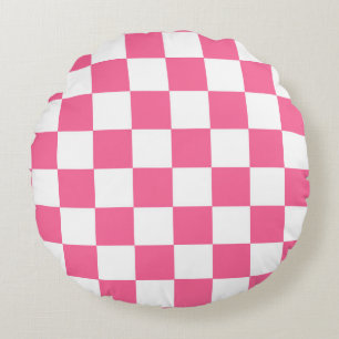 Pink-weißes Muster eines karierten Karos Rundes Kissen