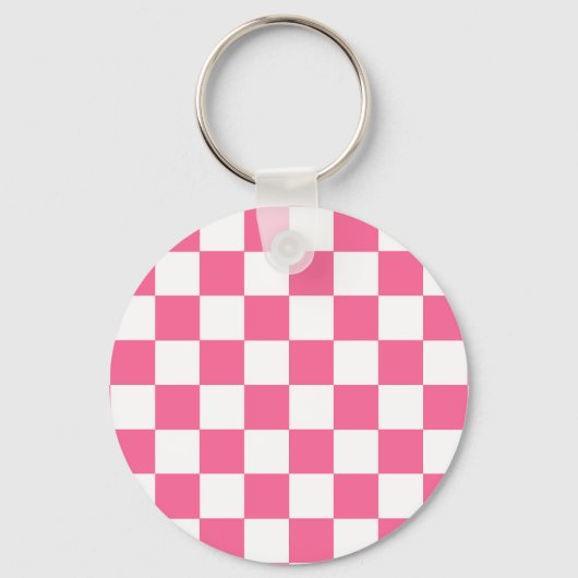 Pink-weißes Muster eines karierten Karos Schlüsselanhänger (Vorderseite)