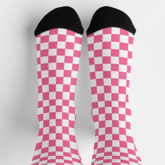 Pink-weißes Muster eines karierten Karos Socken (Oben)