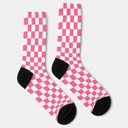 Pink-weißes Muster eines karierten Karos Socken (Rechts)