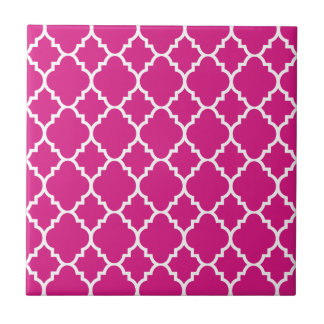 Pink weißes Quatrefoil Marokkaner-Muster Fliese