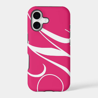 Pink, weißes Skript-Monogramm M