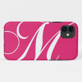 Pink, weißes Skript-Monogramm M Case-Mate iPhone Hülle (Rückseite (Horizontal))