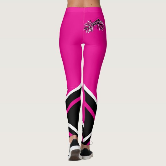 Pink-, weißes und Schwarzescheerleader-Megaphon Leggings (Rückseite)