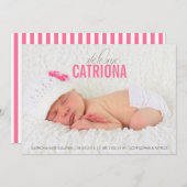 Pink Welcome Baby Foto Geburtserklärung Ankündigung (Vorne/Hinten)