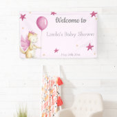 Pink Welcome Girl Baby Duschkopf Dragon Party Banner (Insitu)