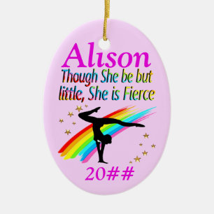 PINK WENIG, ABER FIERCE CUSTOM GYMNAST ORNANANATIO KERAMIK ORNAMENT