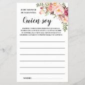 Pink Wer bin ich Baby Dusche zweisprachige Spielka Flyer (Hinten)