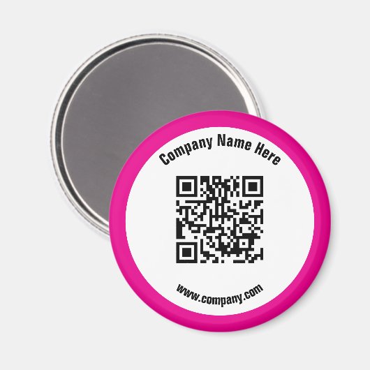 Pink Werbefachname QR-Code Magnet (Vorderseite/Rückseite)