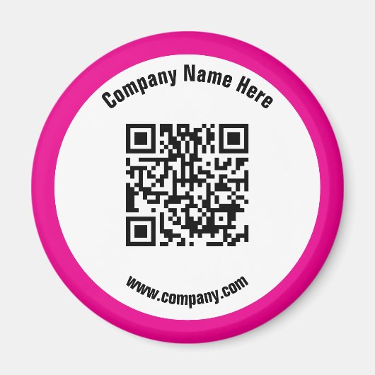 Pink Werbefachname QR-Code Magnet (Vorne)