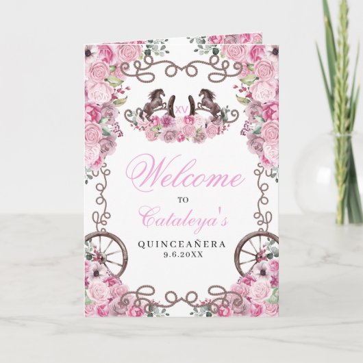 Pink Western Charro Quinceñera Programm (Vorderseite)