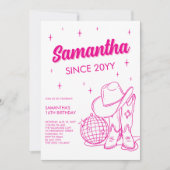 Pink Western Country Disco 16th Birthday Party Einladung (Vorderseite)