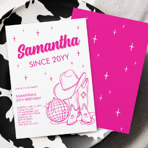 Pink Western Country Disco 25. Geburtstagsfeier Einladung