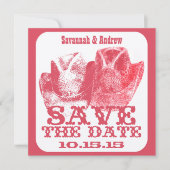 Pink Western Cowboy Cowgirl Hochzeit Retten Sie da Save The Date (Vorderseite)