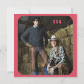 Pink Western Cowboy Cowgirl Hochzeit Retten Sie da Save The Date (Rückseite)