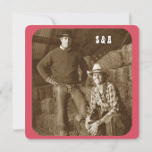 Pink Western Cowboy Cowgirl Hochzeit Retten Sie da Save The Date (Rückseite)