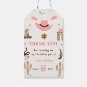 Pink Western Cowboy Geburtstagsparty Geschenkanhänger (Rückseite)