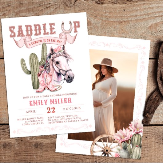 Pink Western Cowgirl Baby Dusche Foto laden Einladung