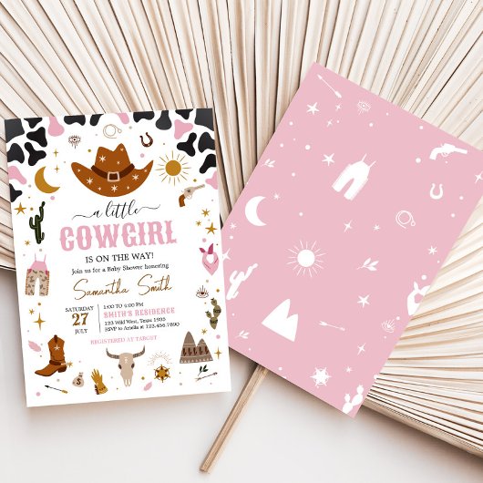 Pink Western Cowgirl Babydusche Einladung
