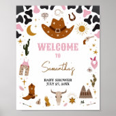 Pink Western Cowgirl Babydusche Willkommen Poster (Vorne)
