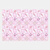 Pink Western Cowgirl Checkered Seamless Pattern Geschenkpapier Set (Vorderseite 3)