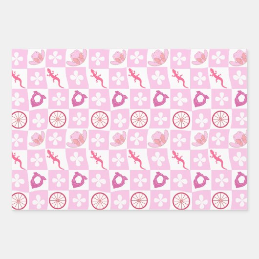 Pink Western Cowgirl Checkered Seamless Pattern Geschenkpapier Set (Vorderseite 3)