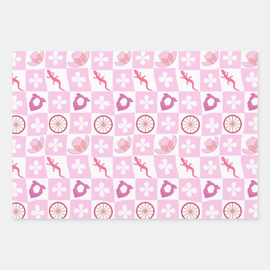 Pink Western Cowgirl Checkered Seamless Pattern Geschenkpapier Set (Vorderseite 2)