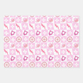 Pink Western Cowgirl Checkered Seamless Pattern Geschenkpapier Set (Vorderseite)