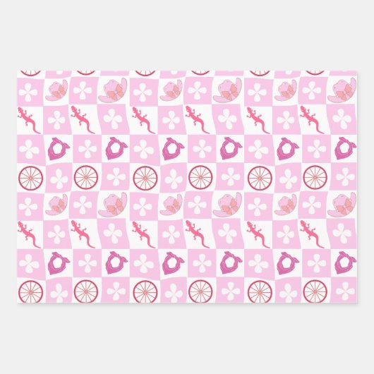 Pink Western Cowgirl Checkered Seamless Pattern Geschenkpapier Set (Vorderseite)