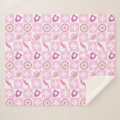 Pink Western Cowgirl Checkered Seamless Pattern Sherpadecke (Vorderseite (Horizontal))