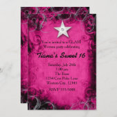 Pink Western Cowgirl Grunge Star Party Einladung (Vorne/Hinten)