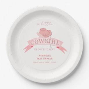 Pink Western Cowgirl Hat Baby Dusche Pappteller