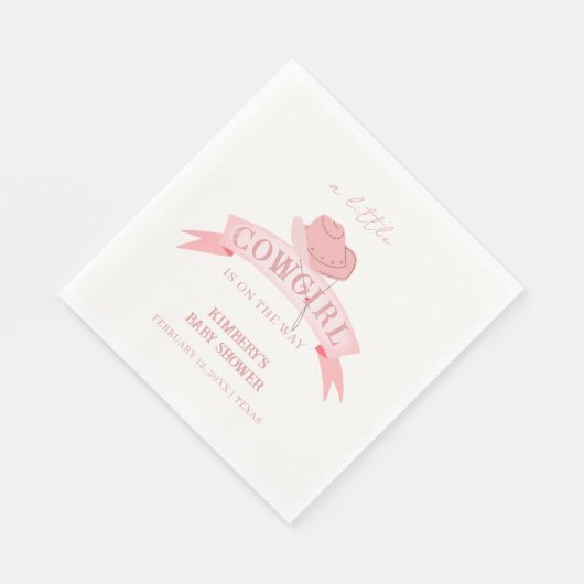 Pink Western Cowgirl Hat Baby Dusche Serviette (Ecke)