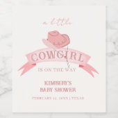 Pink Western Cowgirl Hat Baby Dusche Weinetikett (Einzelnes Label)