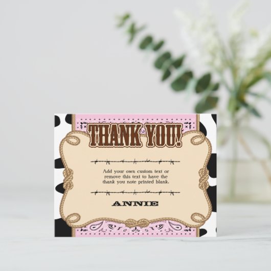 Pink Western Danke, Cards Postkarte (Stehend Vorderseite)