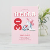 Pink Western Disco Cowgirl 30th Birthday Party Einladung (Stehend Vorderseite)