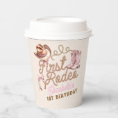 Pink Western Erste Rodeo Geburtstag Pappbecher (Vorderseite)