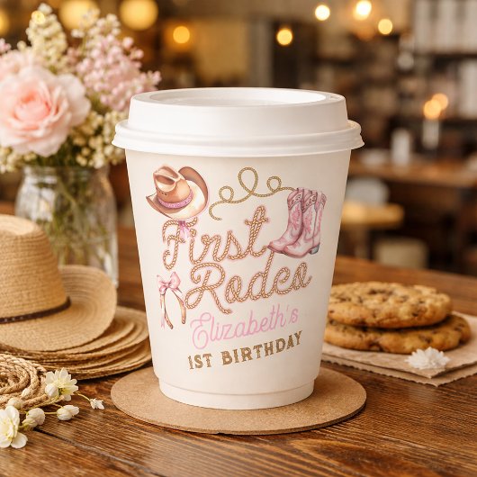Pink Western Erste Rodeo Geburtstag Pappbecher