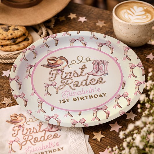 Pink Western Erste Rodeo Geburtstag Pappteller