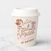 Pink Western First Rodeo Birthday Pappbecher (Rückseite)
