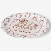 Pink Western First Rodeo Birthday Pappteller (Schrägansicht)