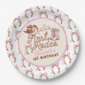 Pink Western First Rodeo Birthday Pappteller (Vorderseite)